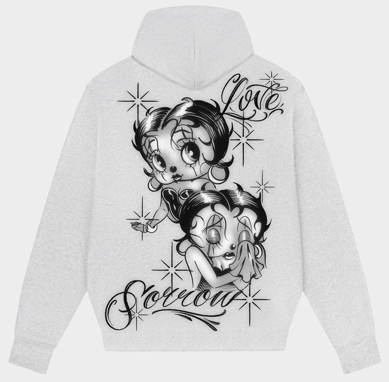 Love & Sorrow' Pen & Ink Zip-Up Hoodie (Grey)