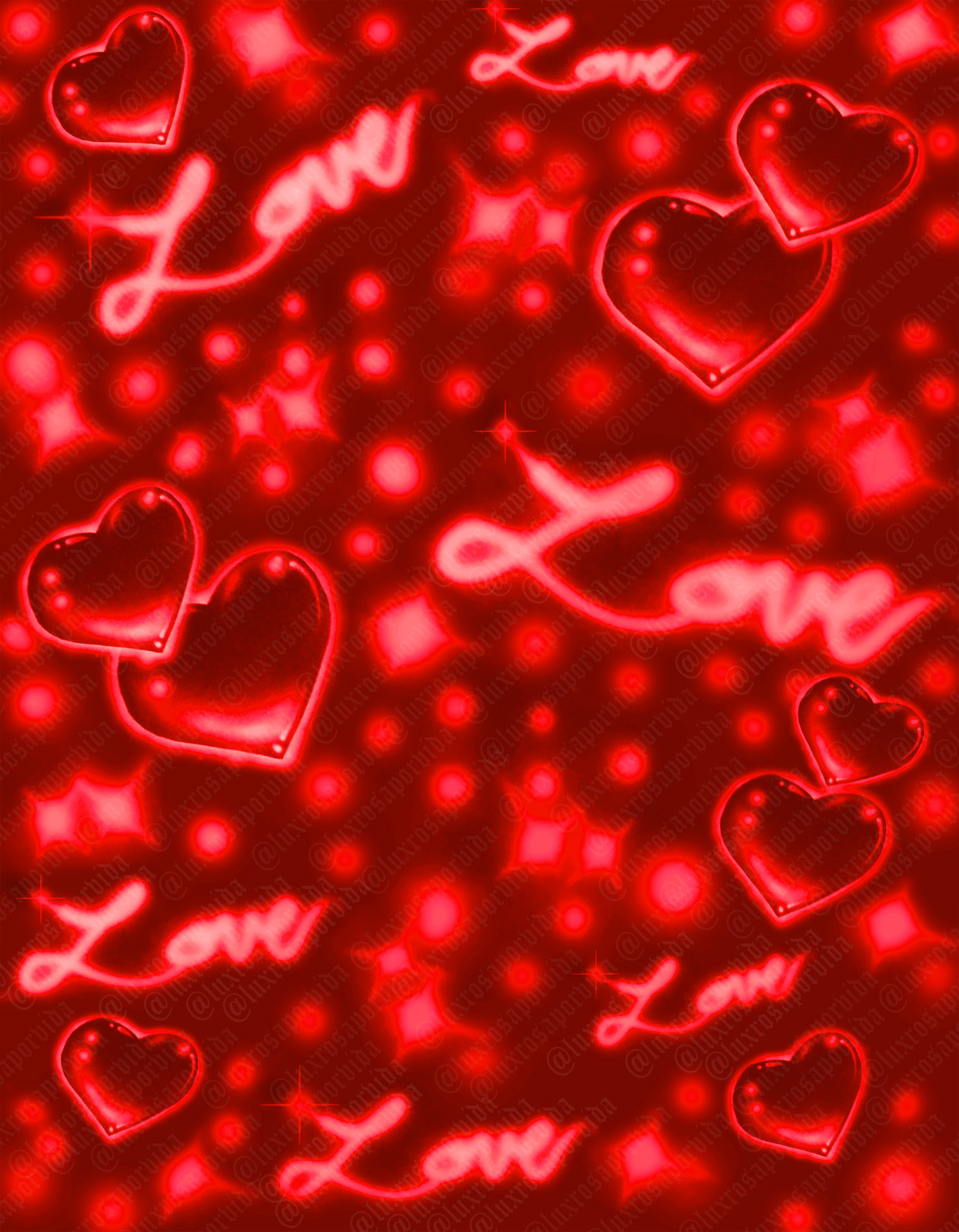 Early 2000s Y2K 'Love Bomb Deluxe' Airbrush Glamour Shots 90s Backdrop (RED HOT) (Extra Large)