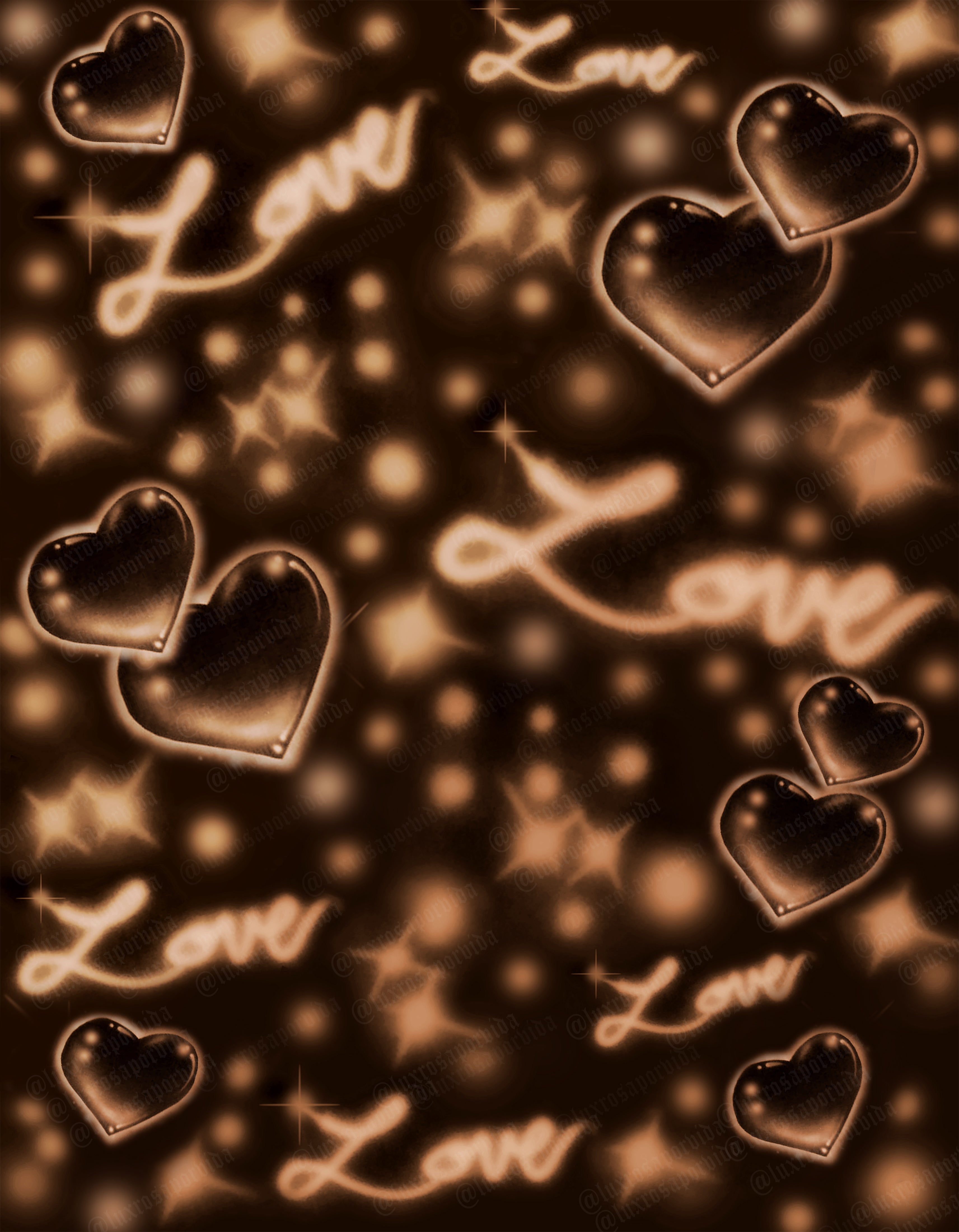 Early 2000s Y2K 'Love Bomb Deluxe' Airbrush Glamour Shots 90s Backdrop (BROWN) (Extra Large)