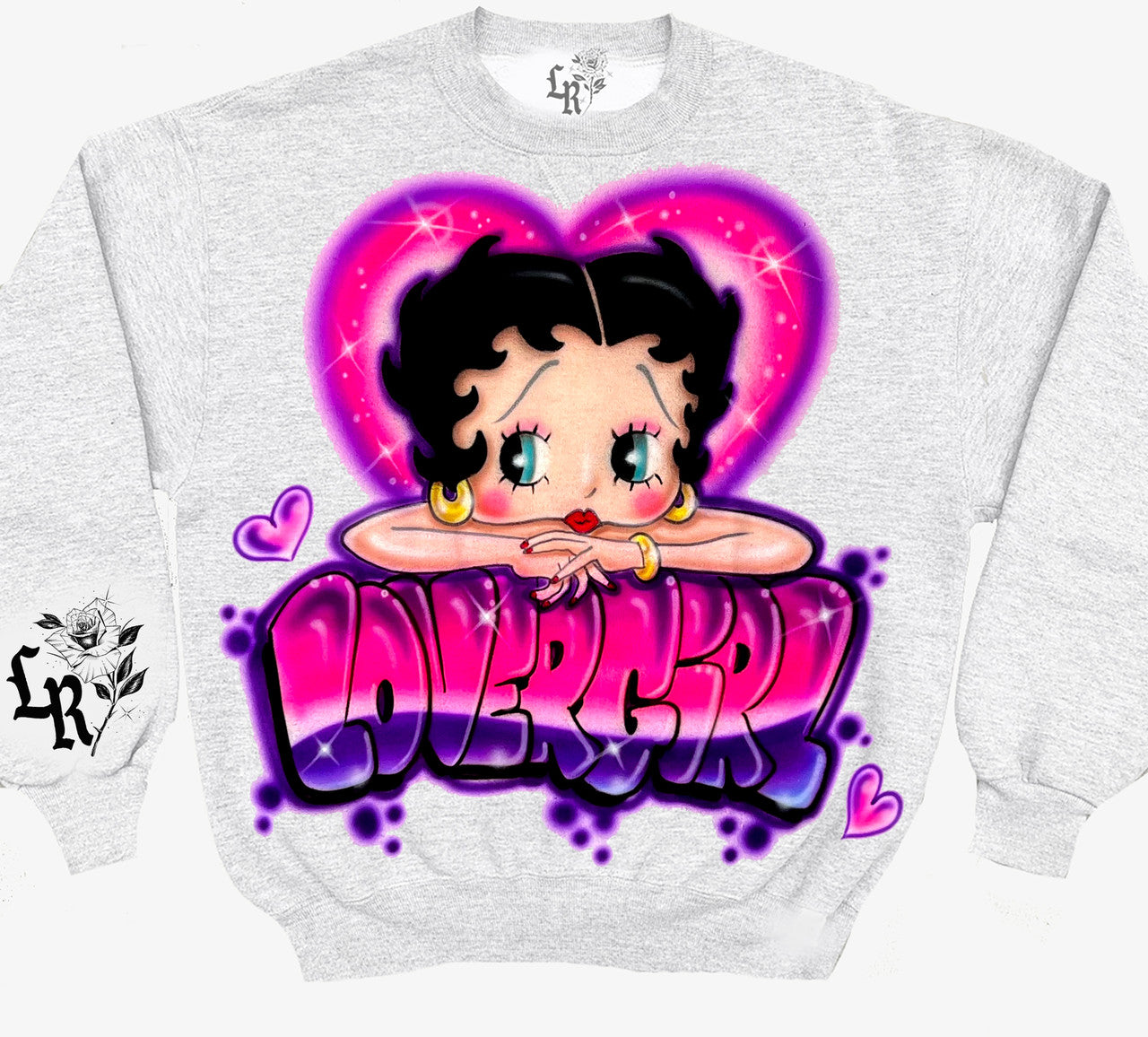 Limited Edition 'LOVERGIRL AT HEART' Airbrushed Crewneck (Grey)