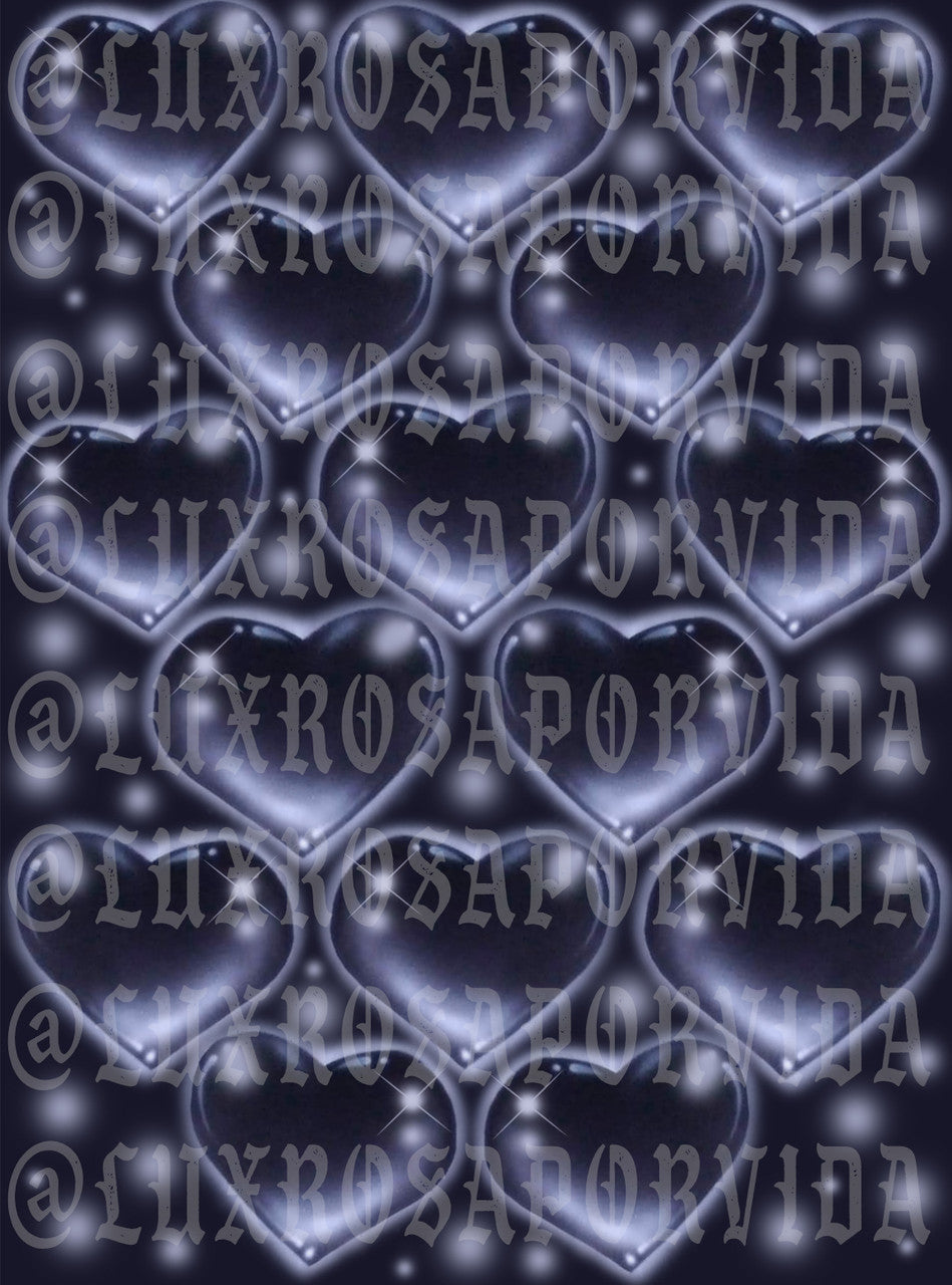 LIMITED EDITION Glamour Shotz  Airbrushed 'LOVE TKO' Heart Backdrop (CLOUDY NIGHTS) (Extra Large)