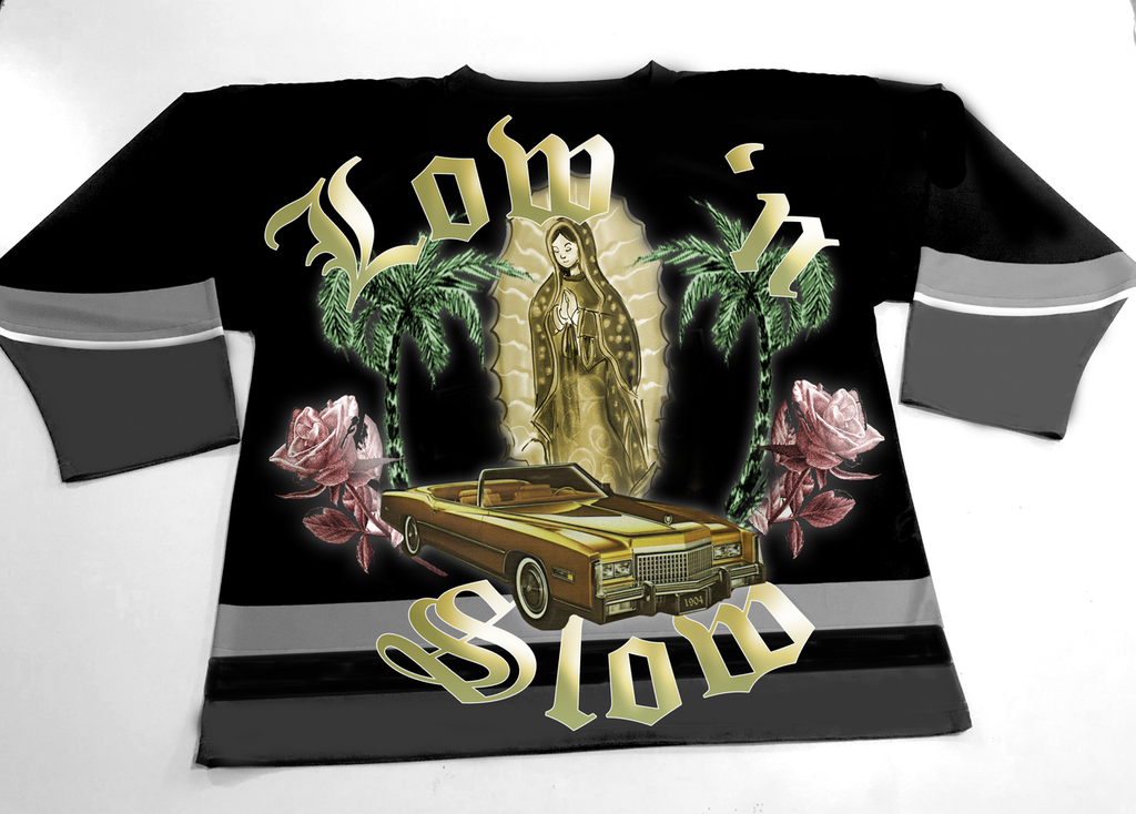 KEYS 2 THE CITY' Airbrushed Cut & Sew Long Sleeve Hockey Jersey (Black/Grey)