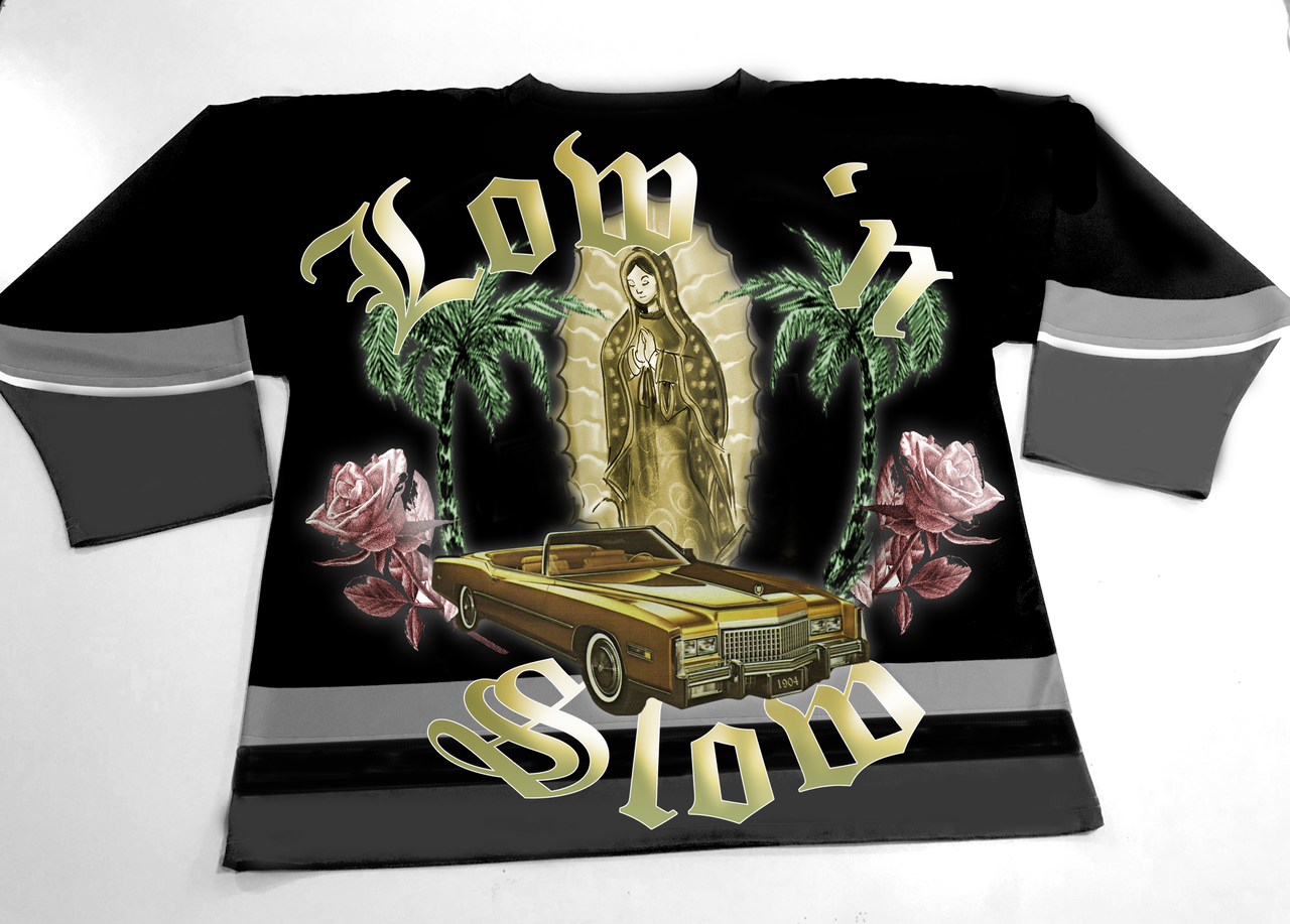 KEYS 2 THE CITY' Airbrushed Cut & Sew Long Sleeve Hockey Jersey (Black/Grey)