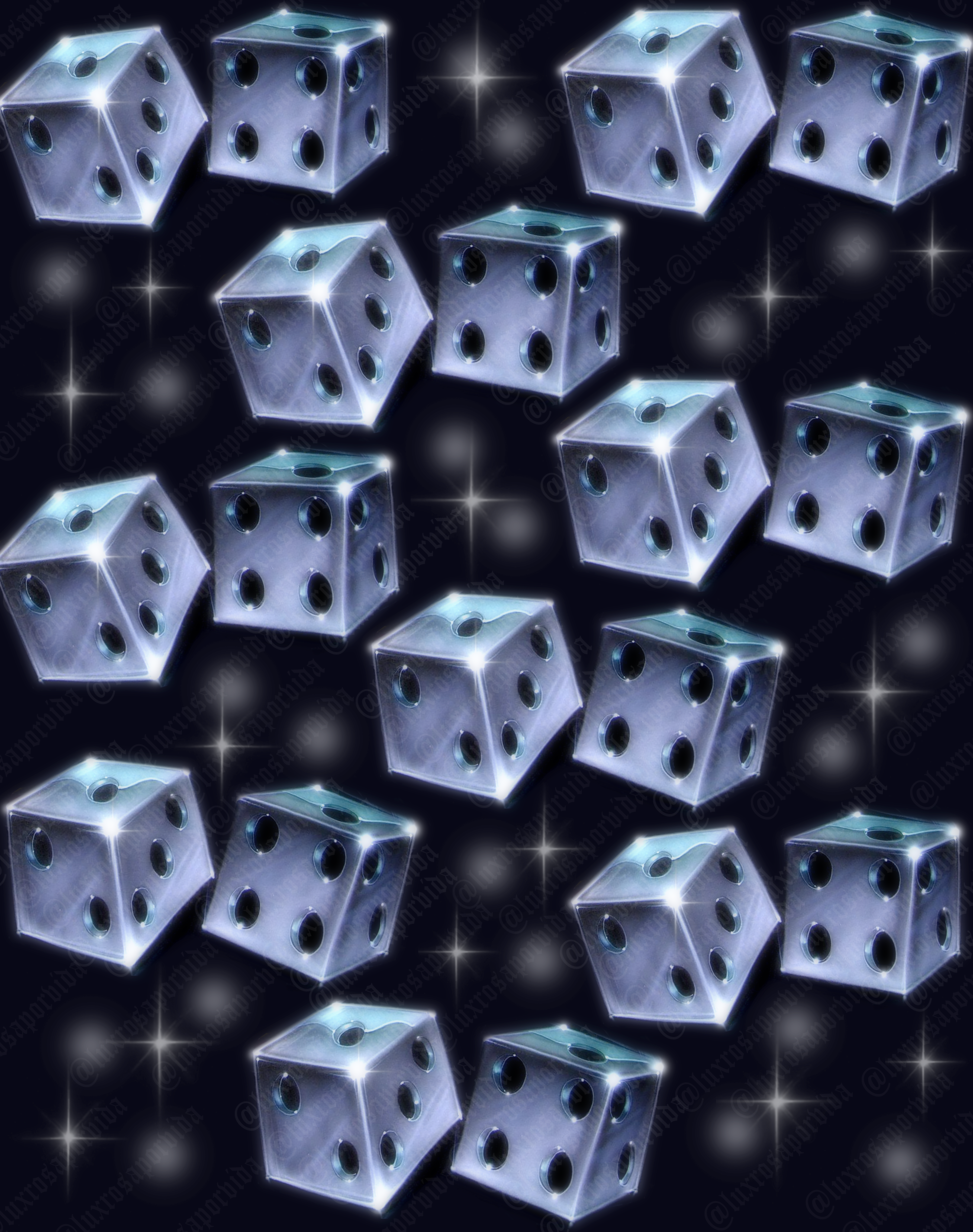 Early 2000s Y2K 'LUCKY CHROME' Dice Airbrush Glamour Shots 90s Professional Backdrop (METALLIC BLUES) (Extra Large)