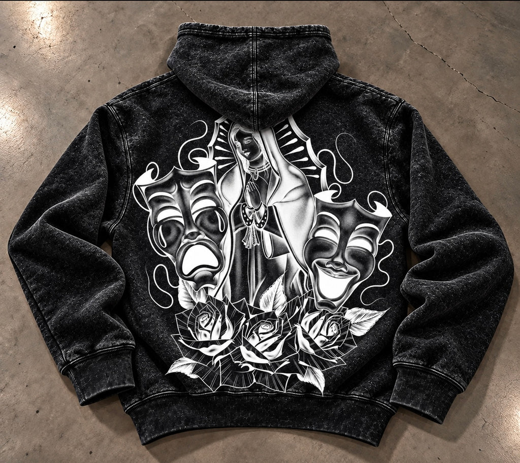 Limited Edition 'LUPITA' Ultra Premium Heavy Mineral Washed Pullover Hoodie (MINERAL WASHED BLACK)