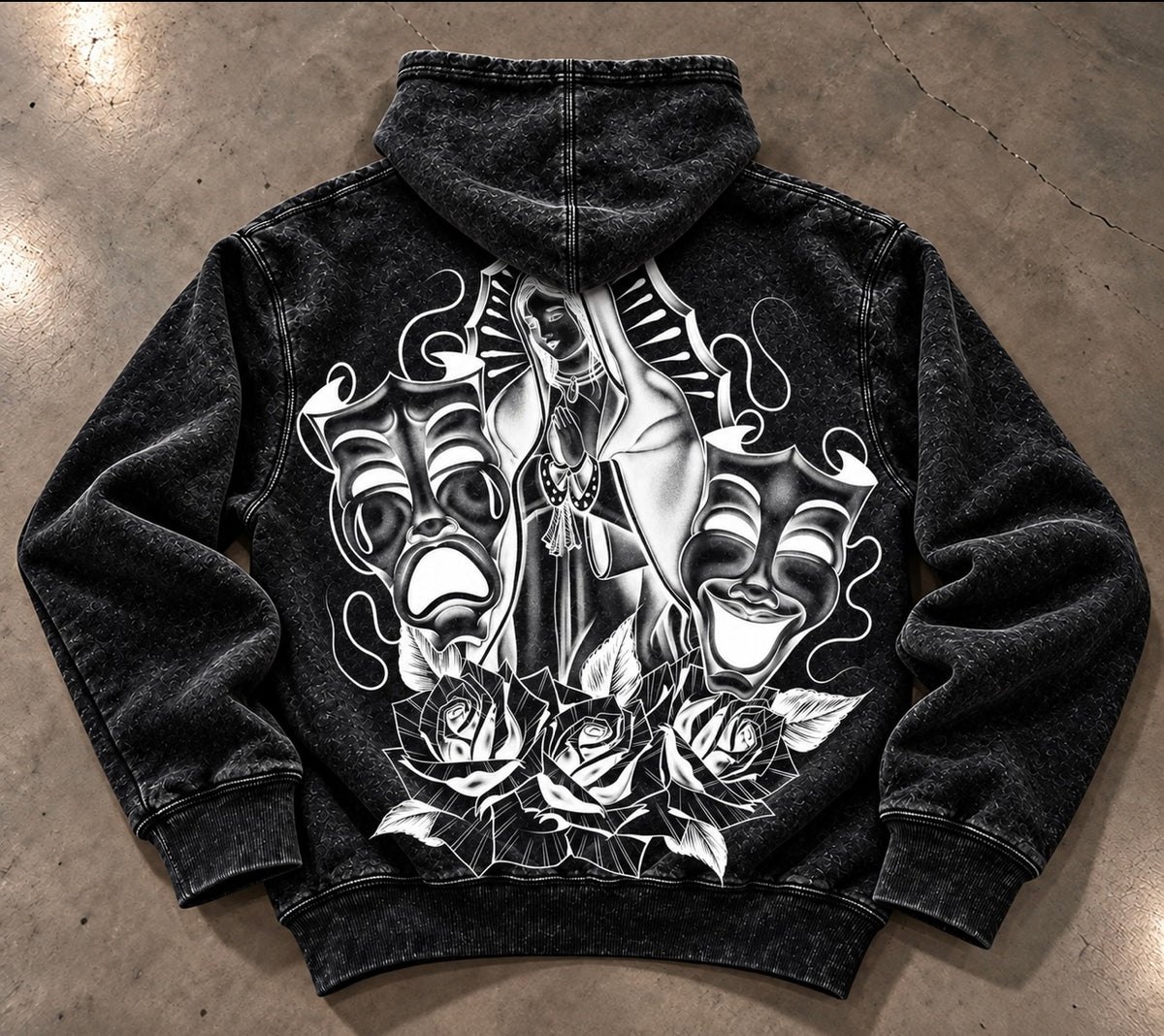 Limited Edition 'LUPITA' Ultra Premium Heavy Mineral Washed Pullover Hoodie (MINERAL WASHED BLACK)