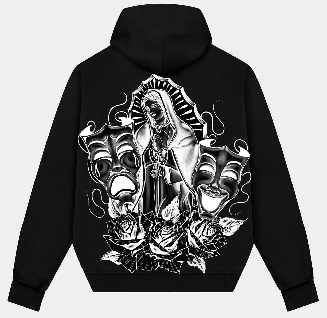 LUPITA' Pen & Ink Premium Fleece Zip-Up Hoodie (Black/White)