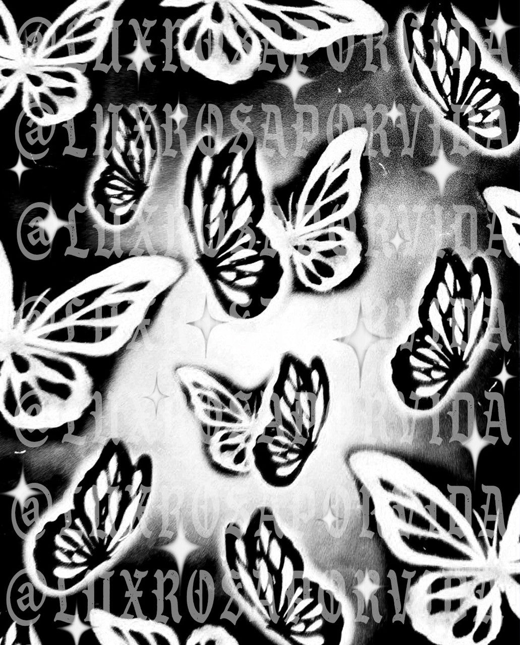Glamour Shotz MARIPOSA SPARKLE Airbrushed Backdrop BLACK/WHITE/GREY  (X-Large)