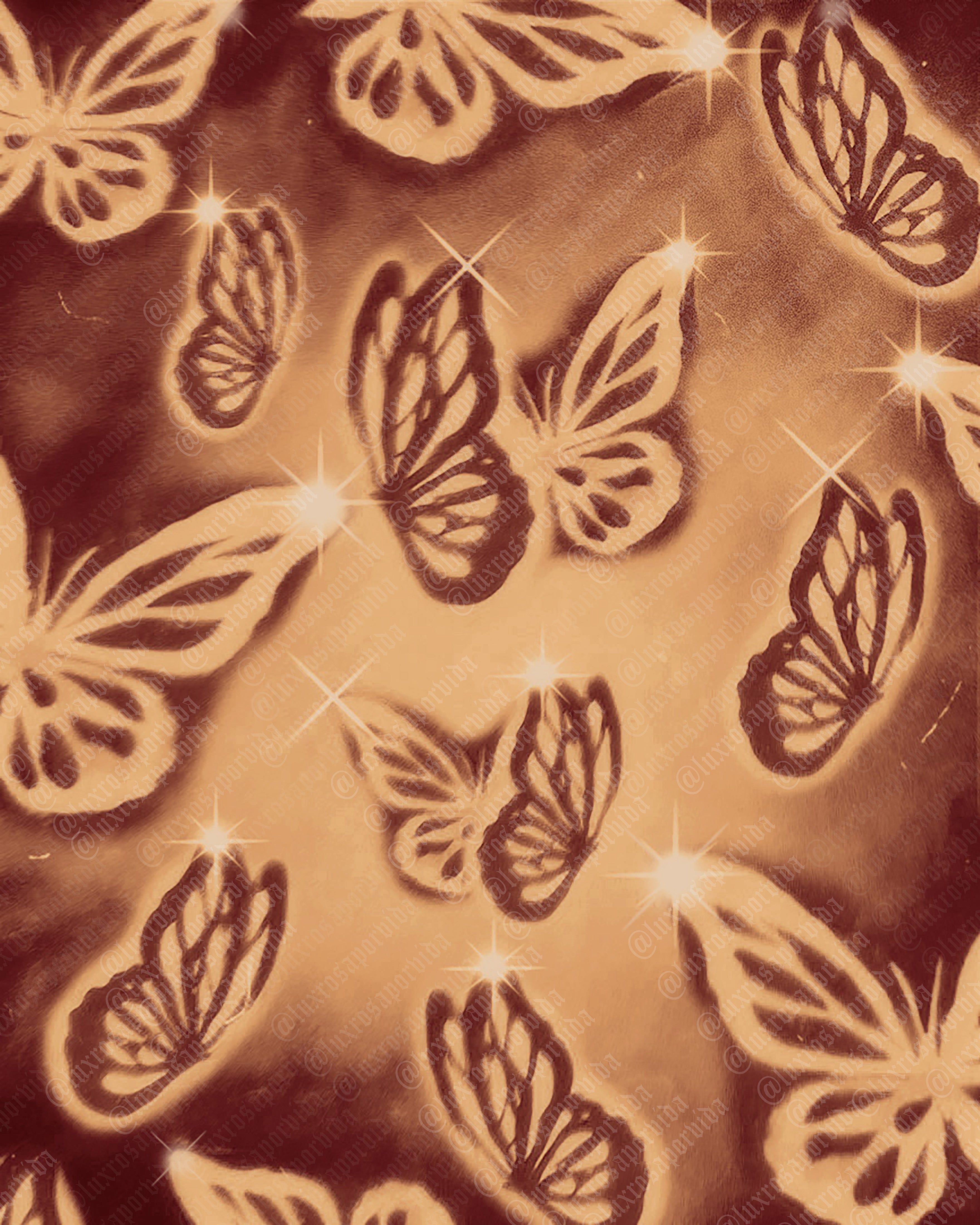 Early 2000s Y2K Airbrush 'MARIPOSA' Glamour Shots 90s Old School Backdrop BROWN (Extra Large)