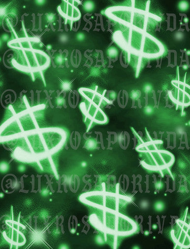Glamour Shots Early 2000s Y2K $ Money On My Mind $ Airbrush 90s Backdrop (Green) (X-Large)