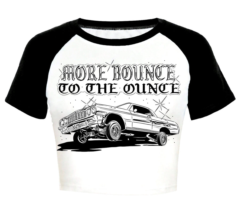 Limited Edition 'More Bounce To The Ounce' Cropped Baseball Tee (Black/White)