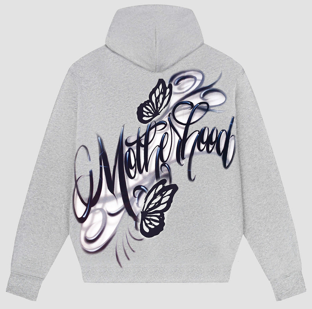 ‘Motherhood Mariposa' Airbrushed ZIP-UP Hoodie (GREY)