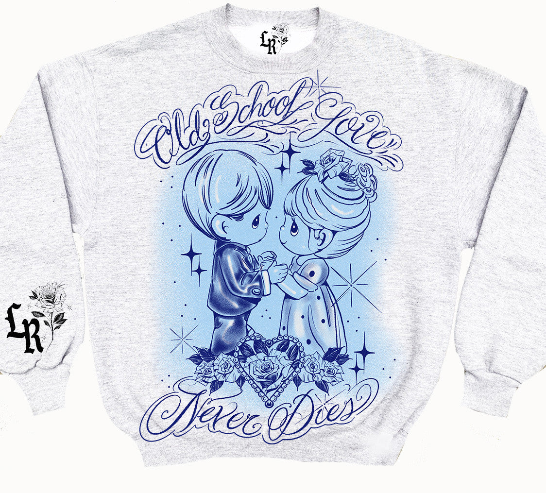 Limited Edition 'Ain't No Love Like Old School Love' Pen & Ink Crewneck (Grey/Blue)