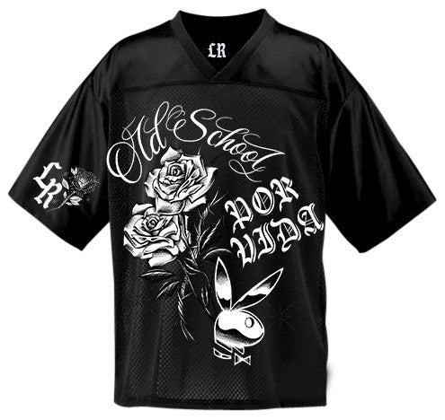 Old School Love Por Vida' Pen & Ink & Sew Football Jersey (BLACK)