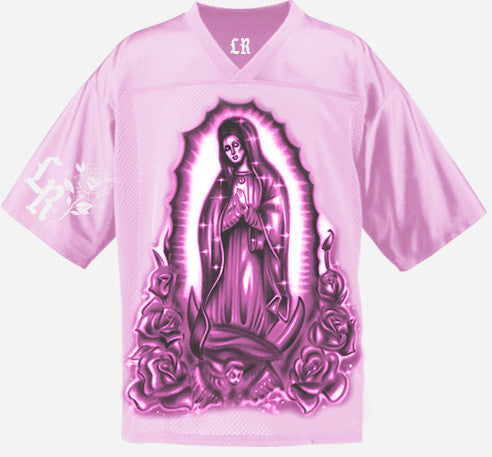 Limited Edition 'Our Lady' Airbrushed Cut & Sew Football Jersey (PINK)