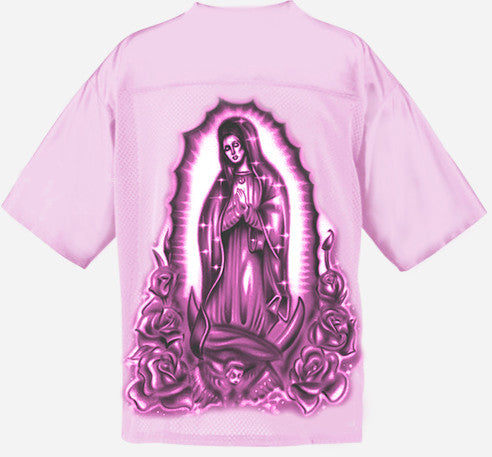 Limited Edition 'Our Lady' Airbrushed Cut & Sew Football Jersey (PINK)