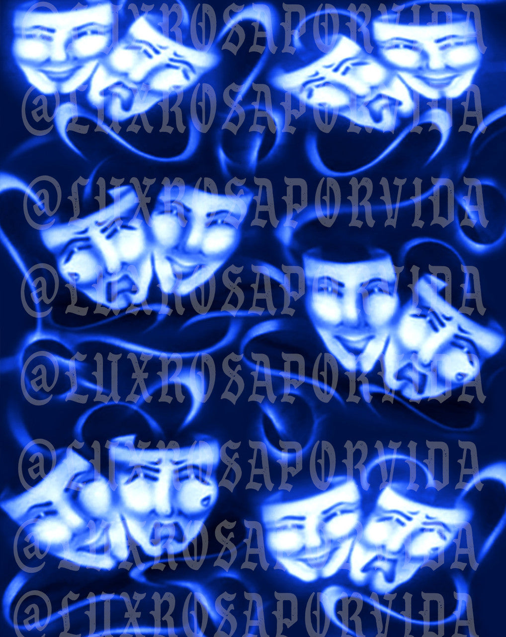 LIMITED EDITION Glamour Shotz  Airbrushed 'Pain & Memories' Backdrop (BLUE) (Extra Large)