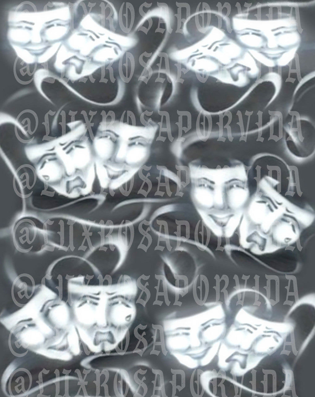 LIMITED EDITION Glamour Shotz  Airbrushed 'Pain & Memories' Backdrop (GREY) (Extra Large)