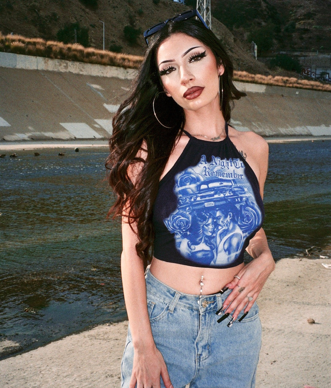 Limited Edition 'A Night To Remember' Criss Cross Back Halter Top (Navy)