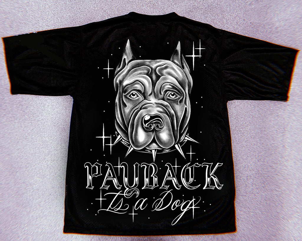 Payback Is A Dog' Pen & Ink & Sew Football Jersey (BLACK)