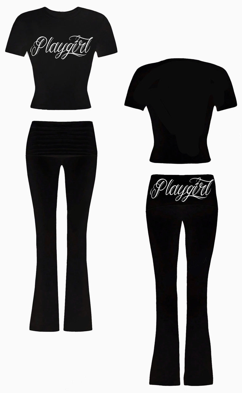Limited Edition 'PLAYGIRL' Shirt & Leggings Loungewear Set (BLACK)