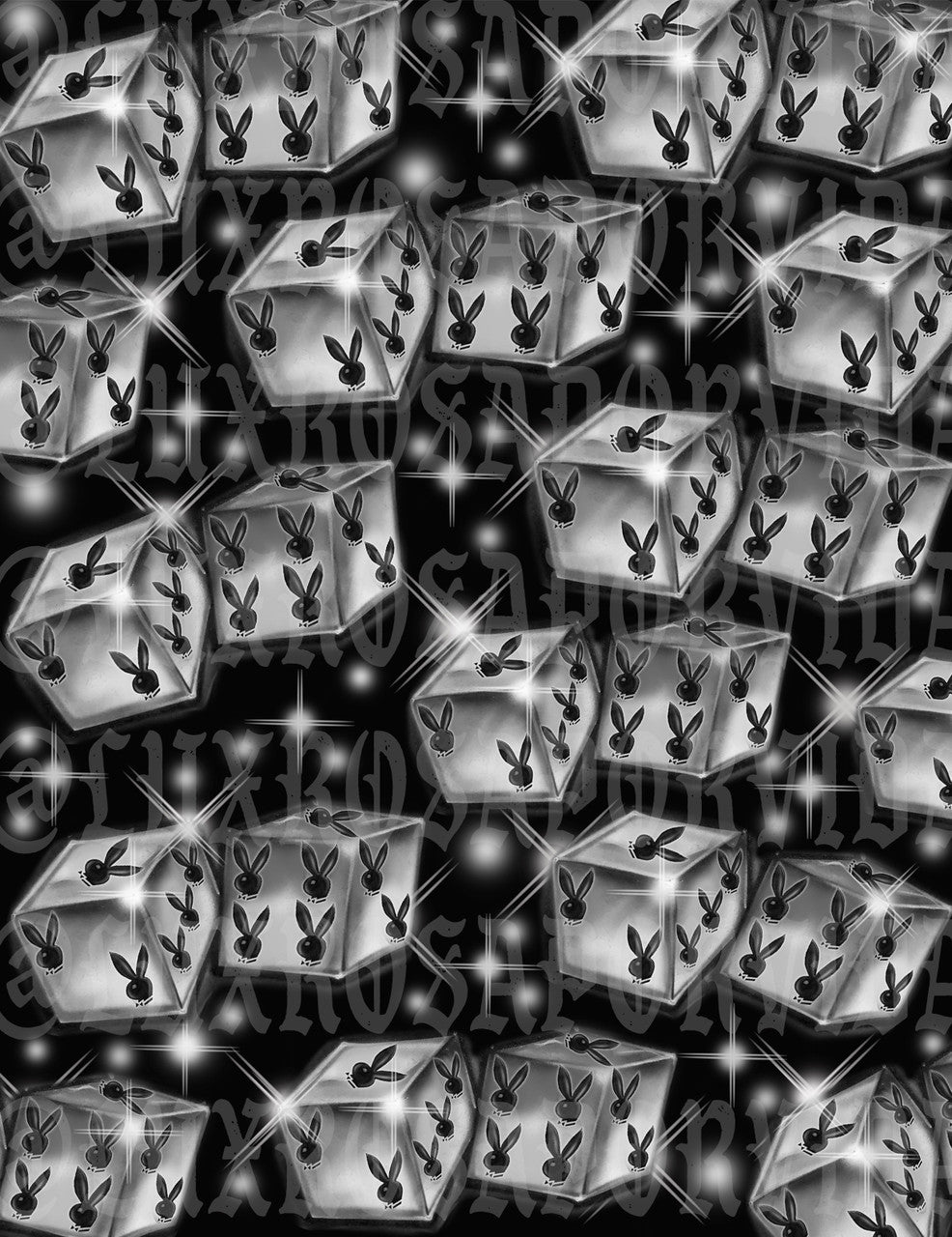 Glamour Shotz  Airbrushed 'Play On Playgirl' Dice Backdrop (BLACK) (Extra Large)