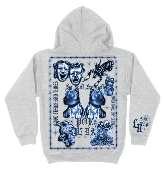 Limited Edition 'POR VIDA' Airbrush ZIP-UP Hoodie (Grey)