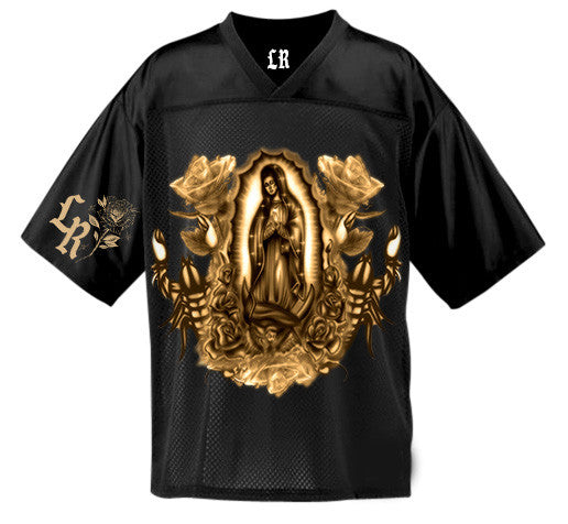 LR 'LOVE & PROTECTION' Airbrushed Cut & Sew Football Jersey (Black)