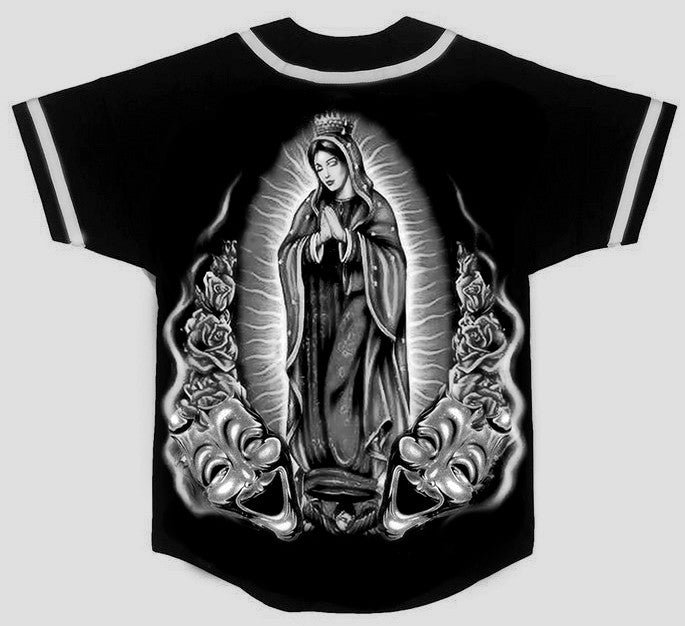 PRAY FOR US' Cut & Sew Baseball Jersey (Black)