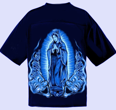 PRAY FOR US' Cut & Sew Football Jersey (NAVY/LIGHT BLUE)