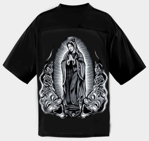 PRAY FOR US' Cut & Sew Football Jersey (BLACK)