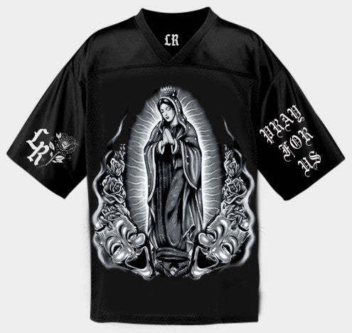 PRAY FOR US' Cut & Sew Football Jersey (BLACK)
