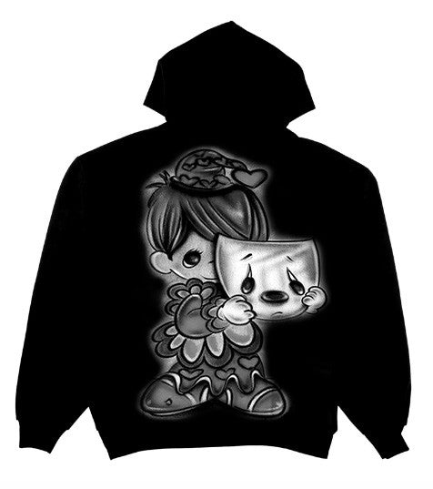 Limited Edition 'LAUGH NOW CRY LATER PM' AIRBRUSH ZIP-UP Hoodie (BLACK)