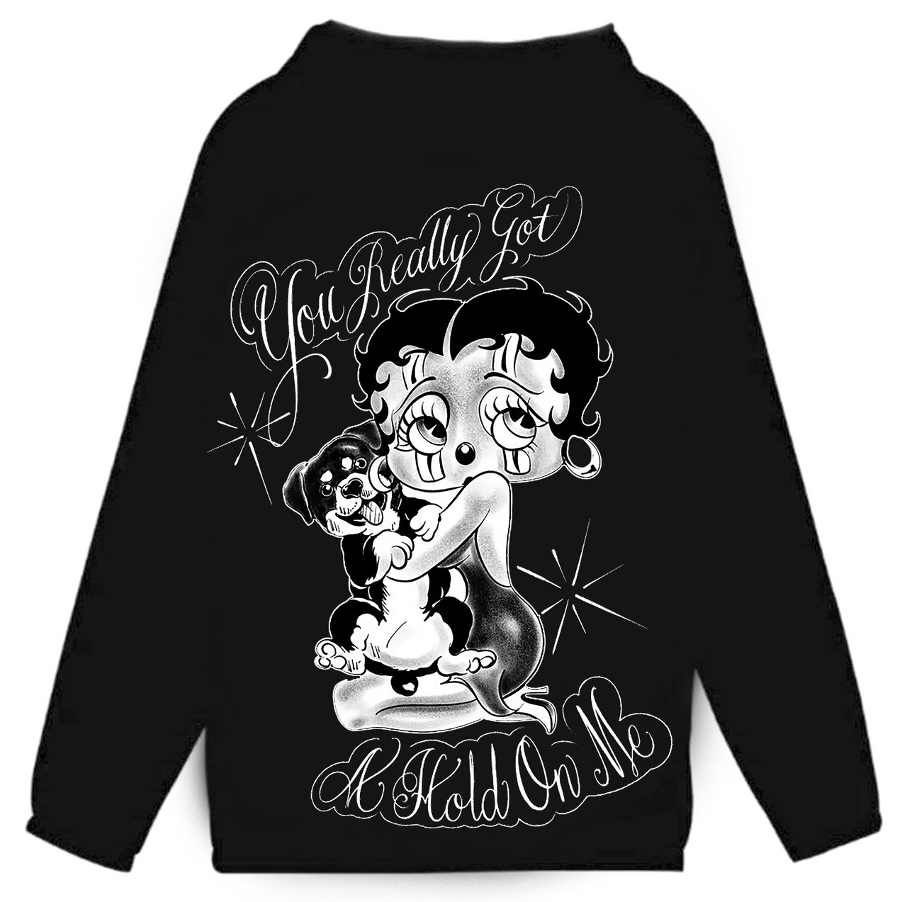 Limited Edition 'You Really Got A Hold On Me' Pen & Ink Cut & Sew Hooded Mesh Lined Windbreaker (Black)