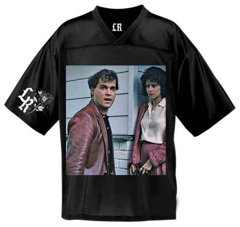 Risk It All For Love' Airbrush Cut & Sew Mesh Football Jersey (BLACK)