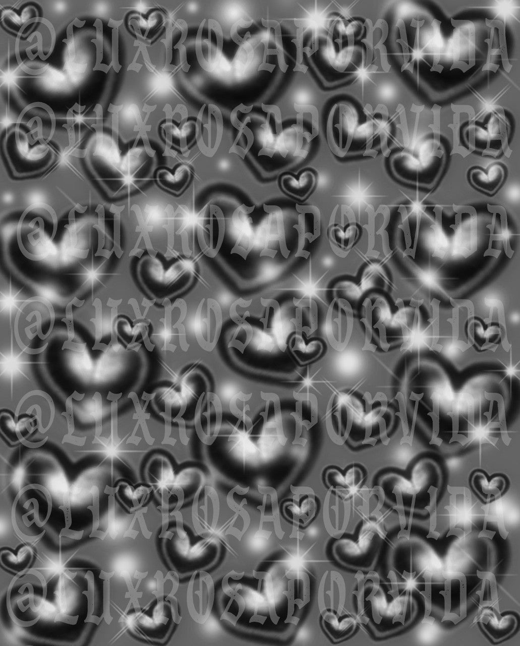Glamour Shotz 'Rollercoaster Of Love' Hearts Airbrushed Backdrop (BLACK/GREY) (Extra Large)