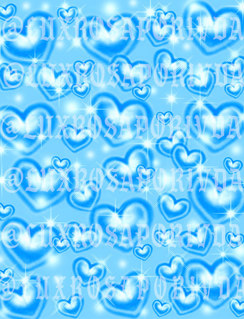 Glamour Shotz 'Rollercoaster Of Love' Hearts Airbrushed Backdrop (BABY BLUE) (Extra Large)