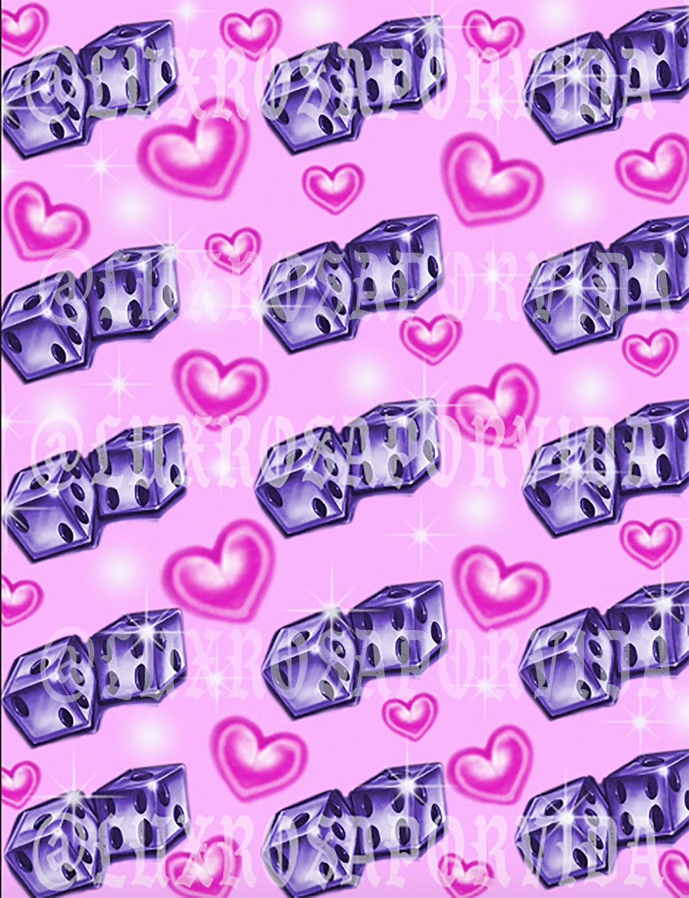 Glamour Shotz 'Roll The Dice & Take A Chance At Love' Airbrushed Backdrop (Pink) (Extra Large)