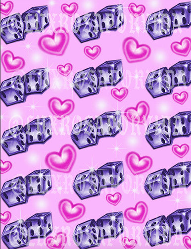 Glamour Shotz 'Roll The Dice & Take A Chance At Love' Airbrushed Backdrop (Pink) (Extra Large)