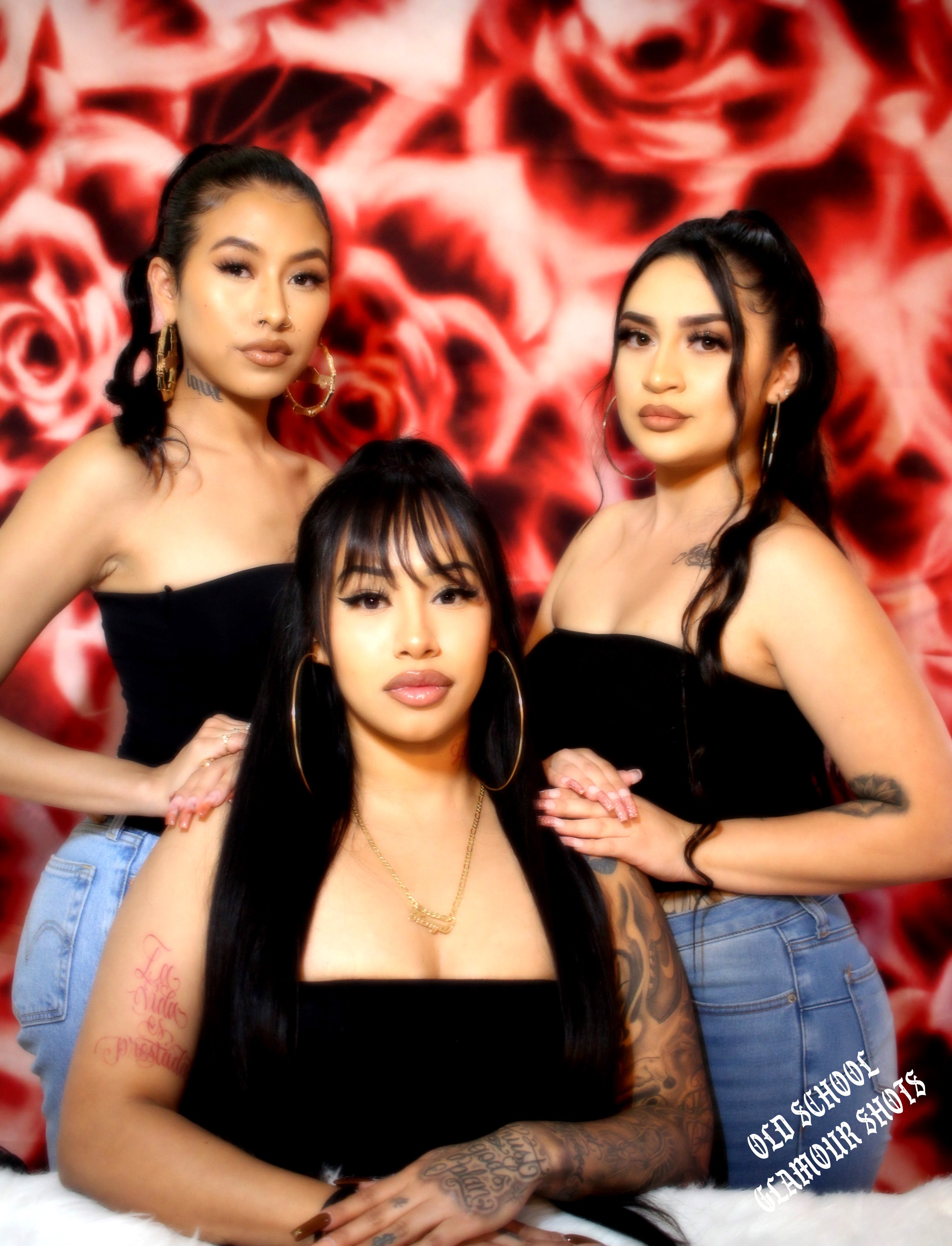 Early 2000s Y2K 'ROSAS ROJAS' Airbrush 90s Old School Rose Backdrop RED (Extra Large)