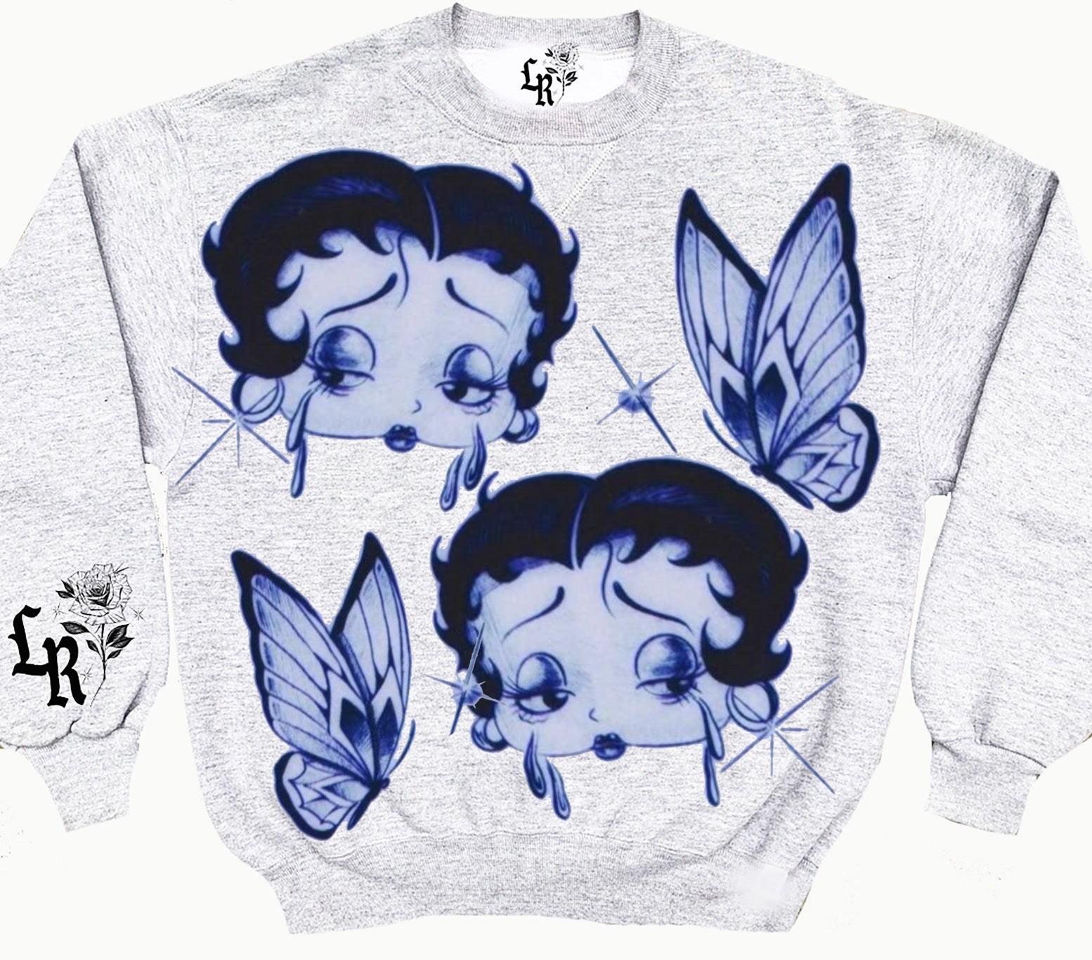 'SAD SAD GIRL' Pen & Ink Crewneck (GREY/BLUE)