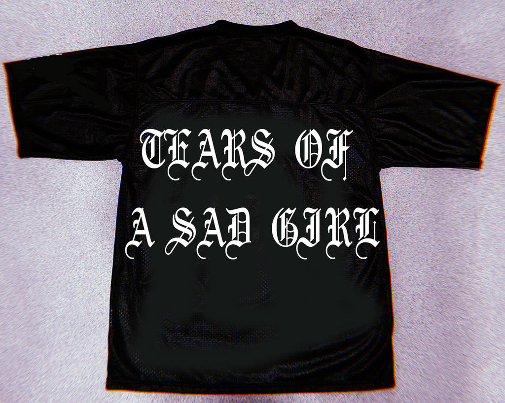 LR 'Tears Of A Sad Girl' Cut & Sew Football Jersey (BLACK/BLUE)