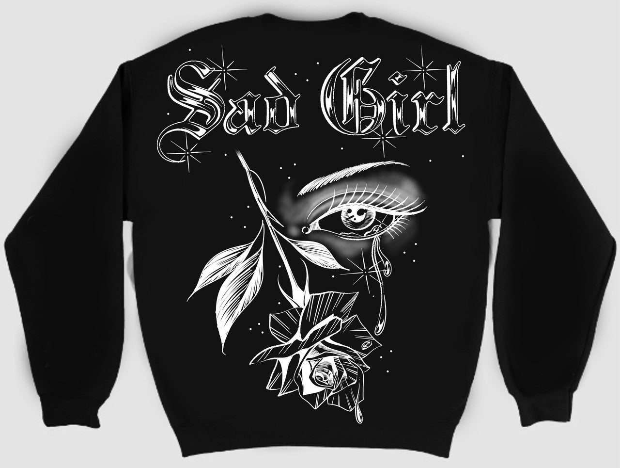 SAD GIRL TEARS' Pen & Ink Crewneck (Black)