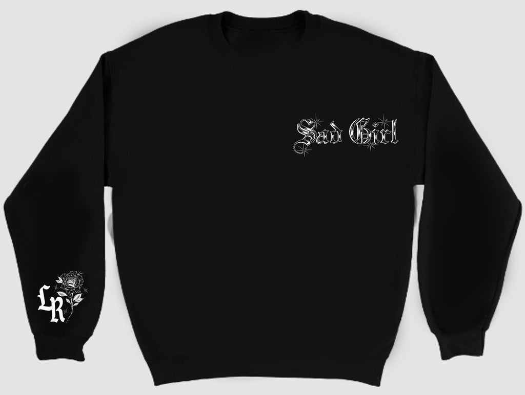 SAD GIRL TEARS' Pen & Ink Crewneck (Black)
