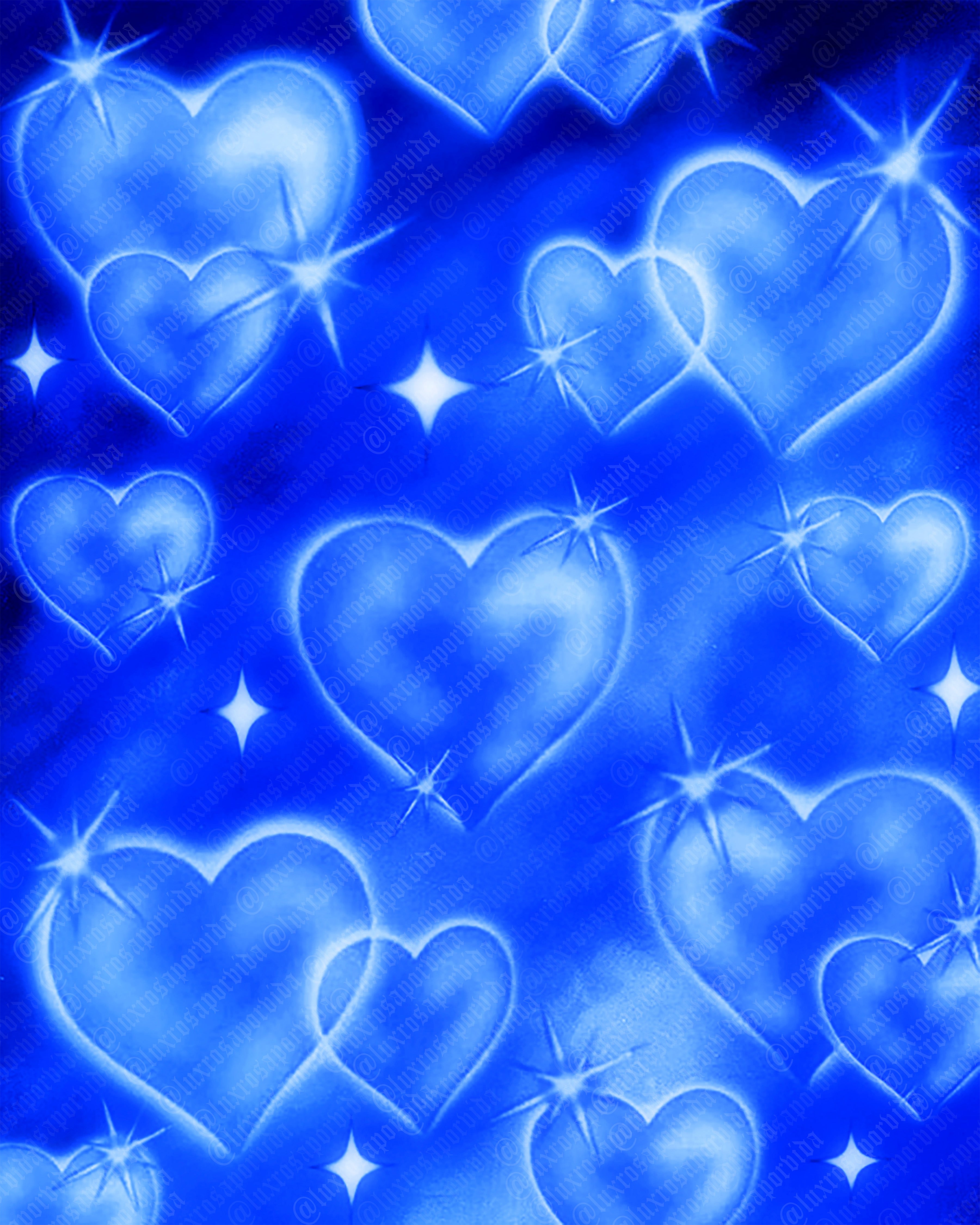 Y2K Early 2000s 'Sadie Hawkins' Hearts Airbrush 90s Glamour Shots Old School Backdrop (DEEP BLUE) (Extra Large)