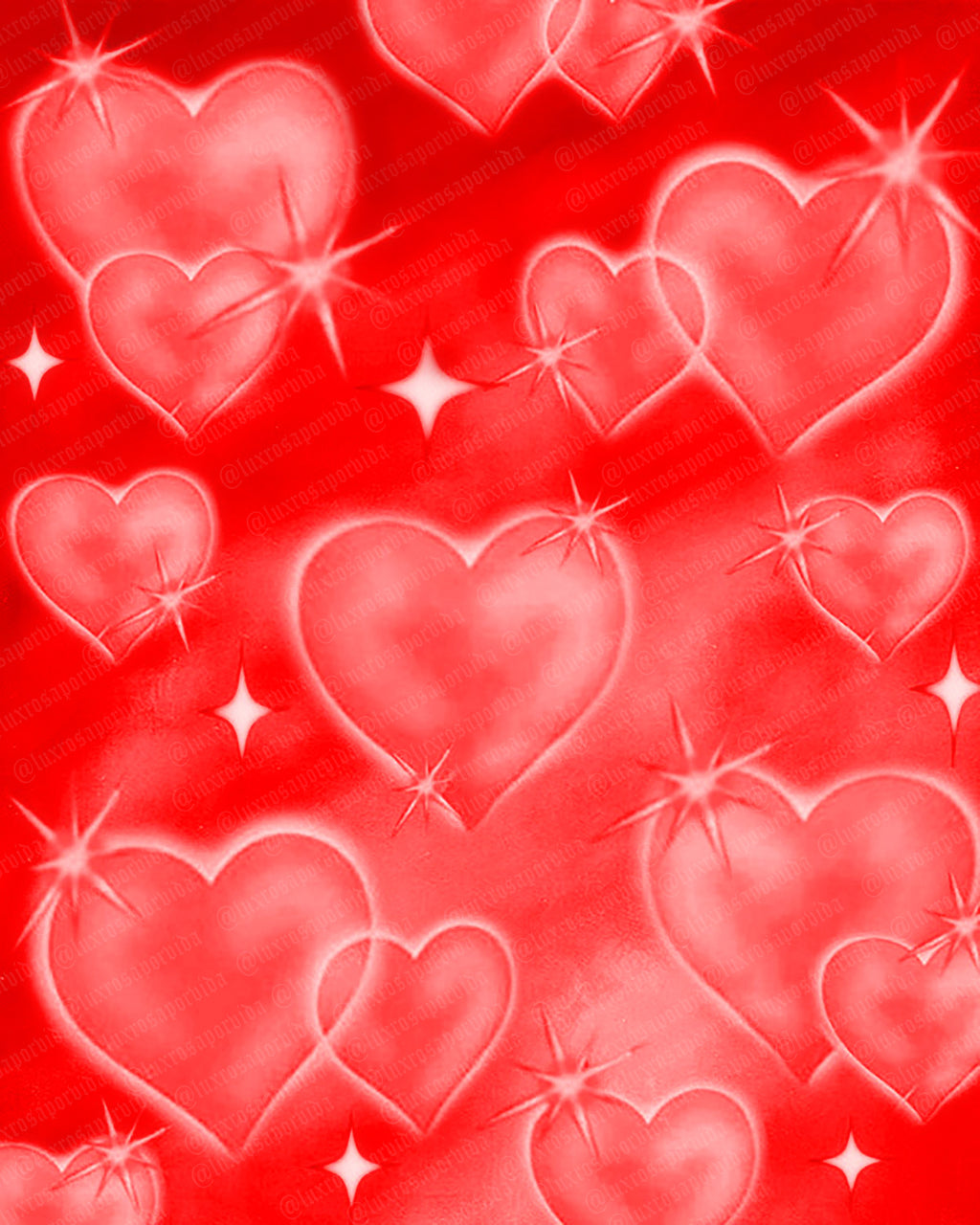 Early 2000s Y2K 'Sadie Hawkins' Heart Airbrush Glamour Shots 90s Backdrop RED (Extra Large)