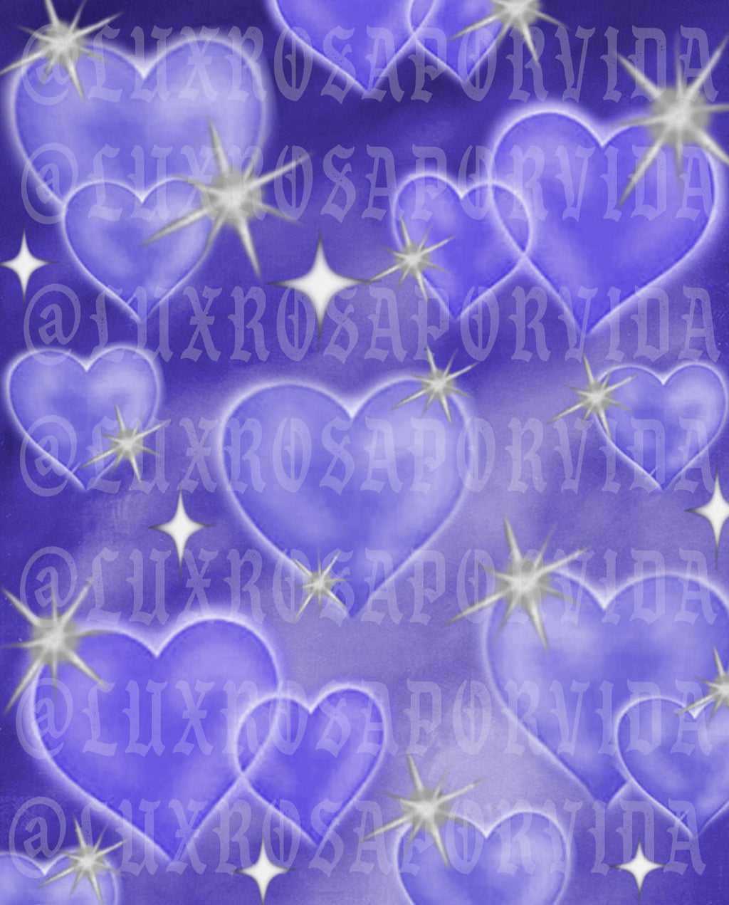 Y2K Early 2000s 'Sadie Hawkins' Hearts Airbrush Glamour Shots Backdrop (PURPLE) (Extra Large)
