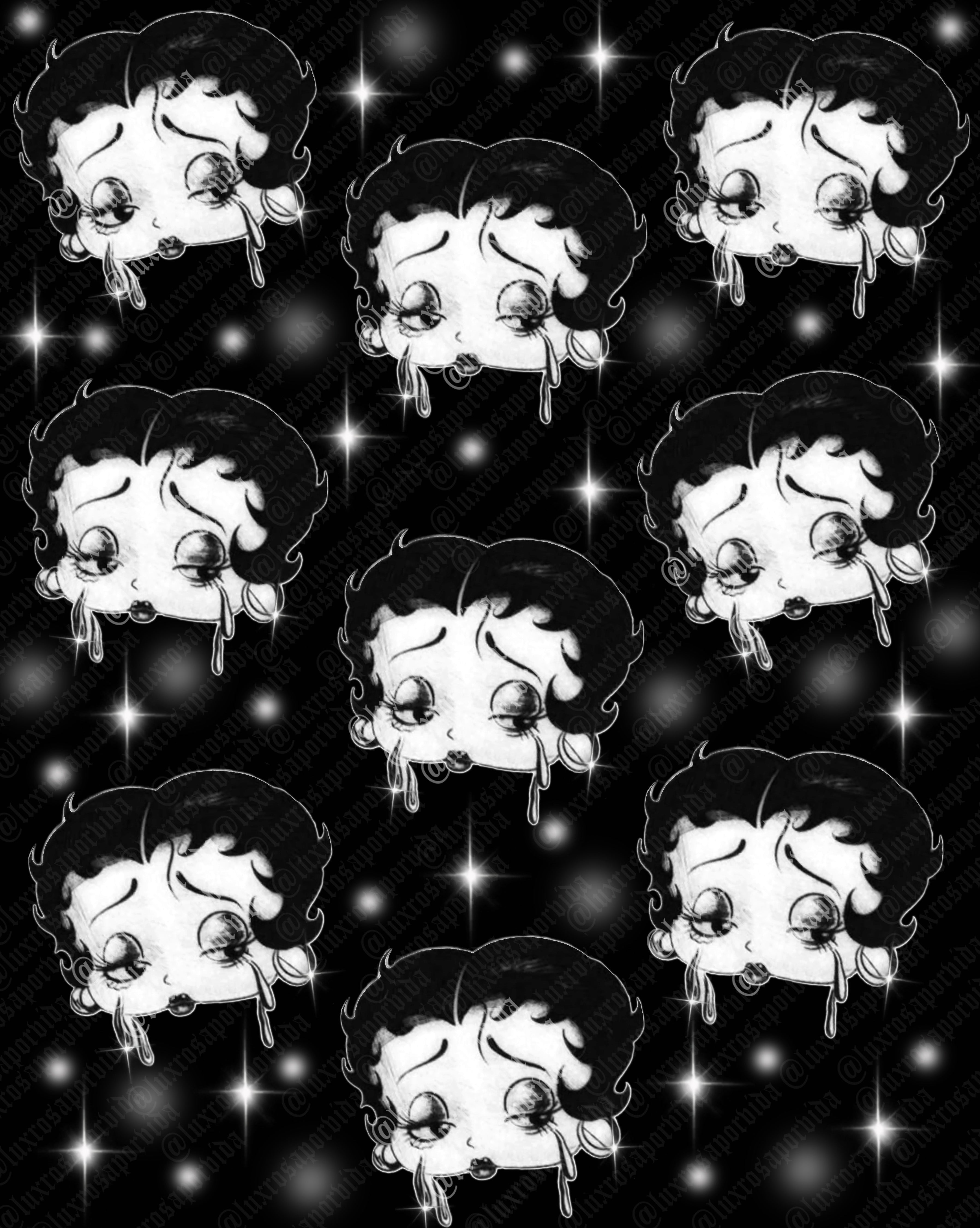 Y2K Early 2000s 'CRY BABY BOOP' Collage Old School 90s Star Shots Backdrop (BLACK) (Extra Large)