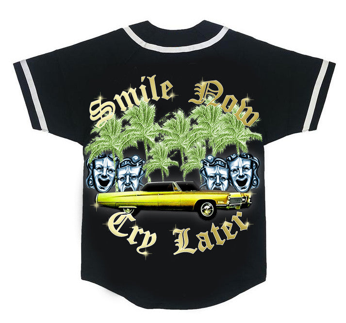 2 Live & Die' Cut & Sew Baseball Jersey (Black)