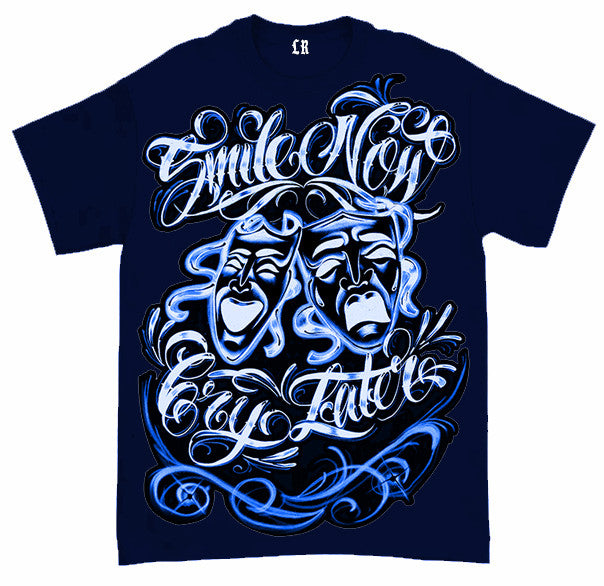Limited Edition Airbrushed 'Smile Now Cry Later' Shirt (Navy)